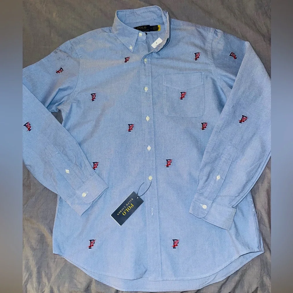 VERY RARE HARD TO FIND POLO RALPH LAUREN P-WING LOGO OXFORD SHIRT - Picture 2 of 11